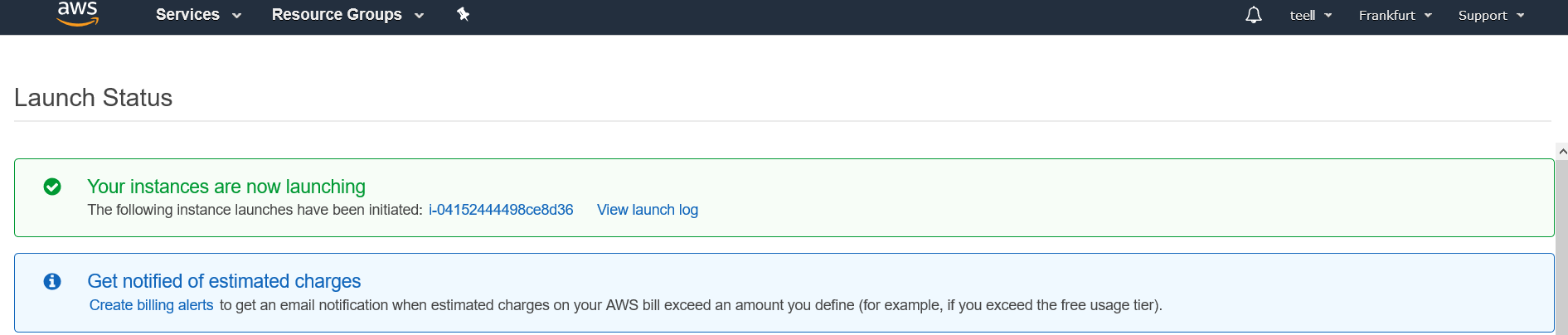 launch instance